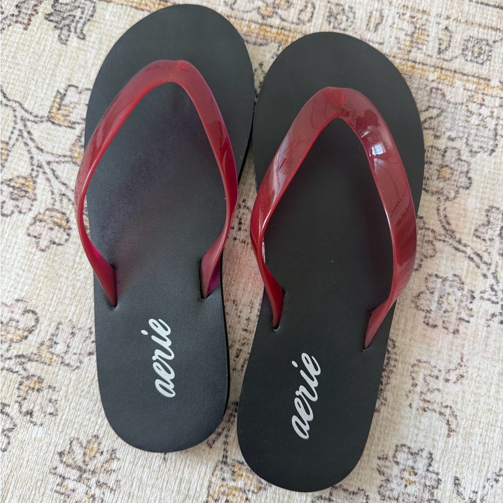 Aerie Black and Red Sandals